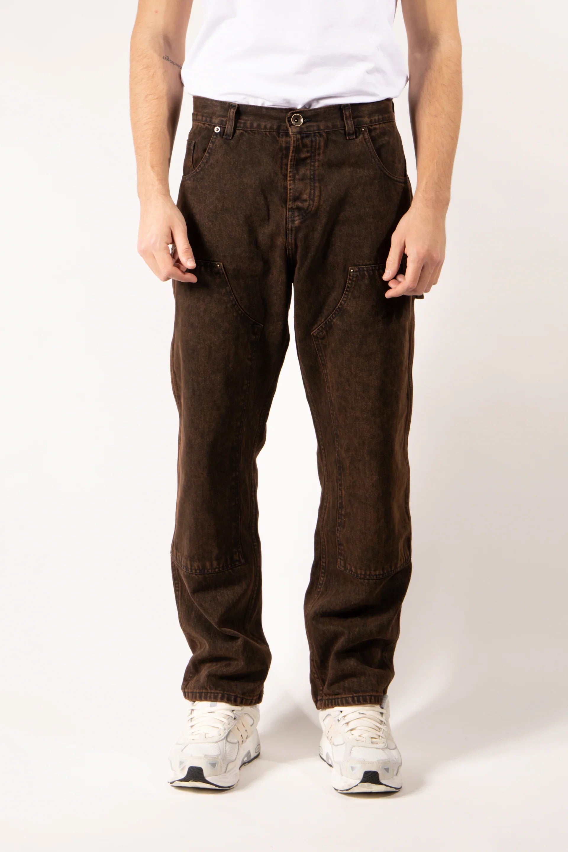 JEANS GAVROCHE WORK MARRONE CON DETTAGLI UTILITY